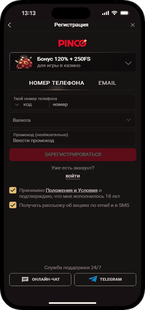 Pinco Casino Registration